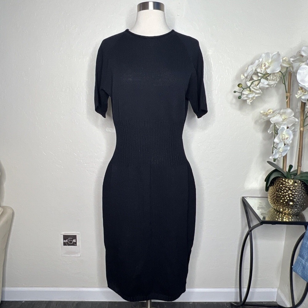 Vintage St John Sport santana Knits classic Dress Short Sleeve In Black Size M